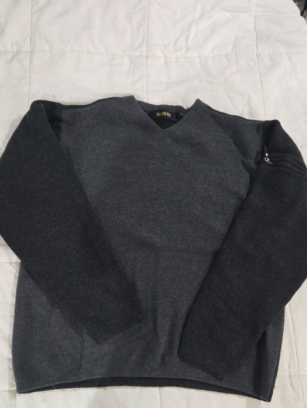Bachrach Women's Two-Tone Dark Gray Charcoal V-Neck Sweater